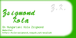 zsigmond kola business card
